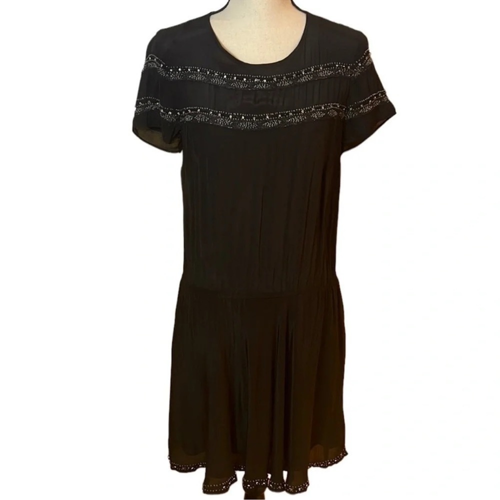 Zadig & Voltaire Deluxe Black Beaded Midi Dress Sz-S